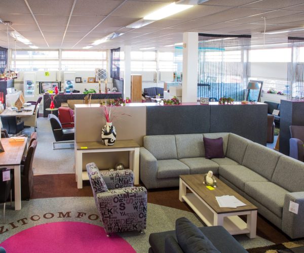 Big showroom of modern furniture store